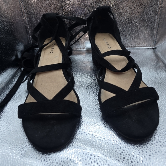 Torrid Ankle wrap block heel sandals size 10 wide foot. - Picture 1 of 13